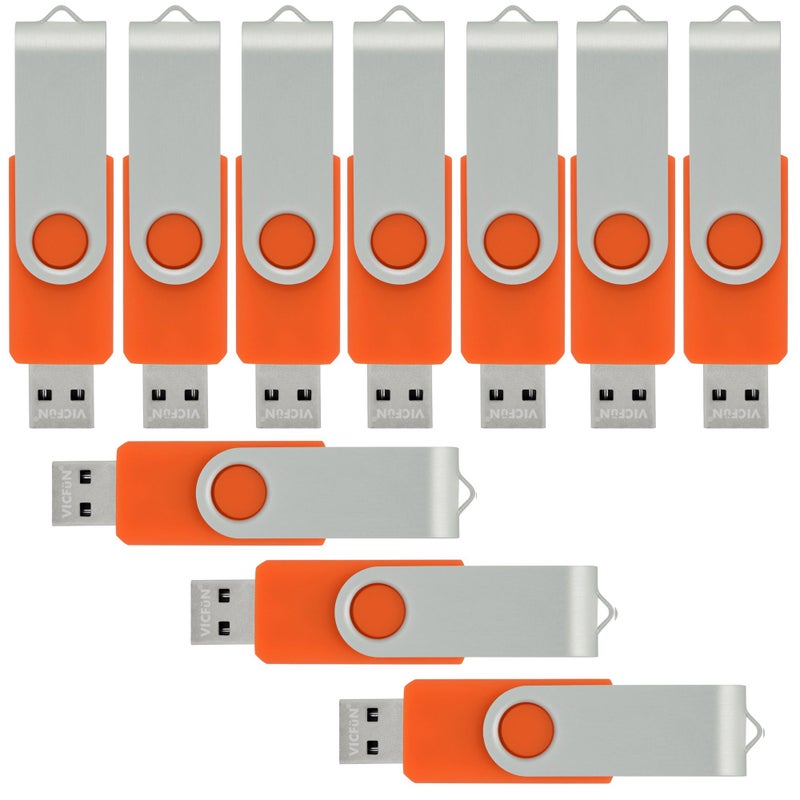 VICFUN VICFÃ¼N 10 Pack USB Flash Drive 8GB Flash Drive Bulk USB 2.0 Thumb Drive Orange - Image 1